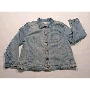 J. Jill Denim Shacket Women's XL Light Wash Button Down Soft Classic Jean Jacket
